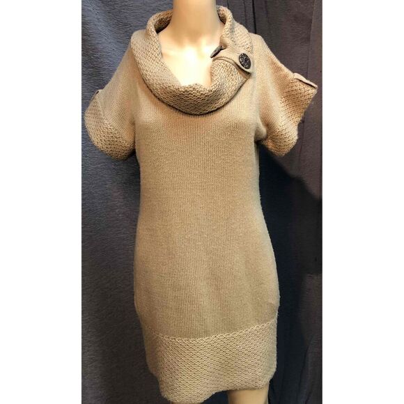 Womens cream Sweater Dress Knit Cowl Neck Button Detail medium cato - Picture 1 of 9